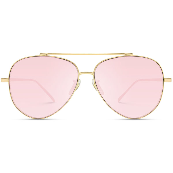 Pink Aviator Sunglasses - $24 Women's Mirrored Flat Lens with Metal ...