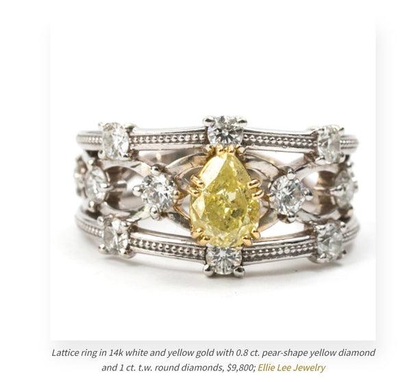 Yellow diamond ring Lattice design