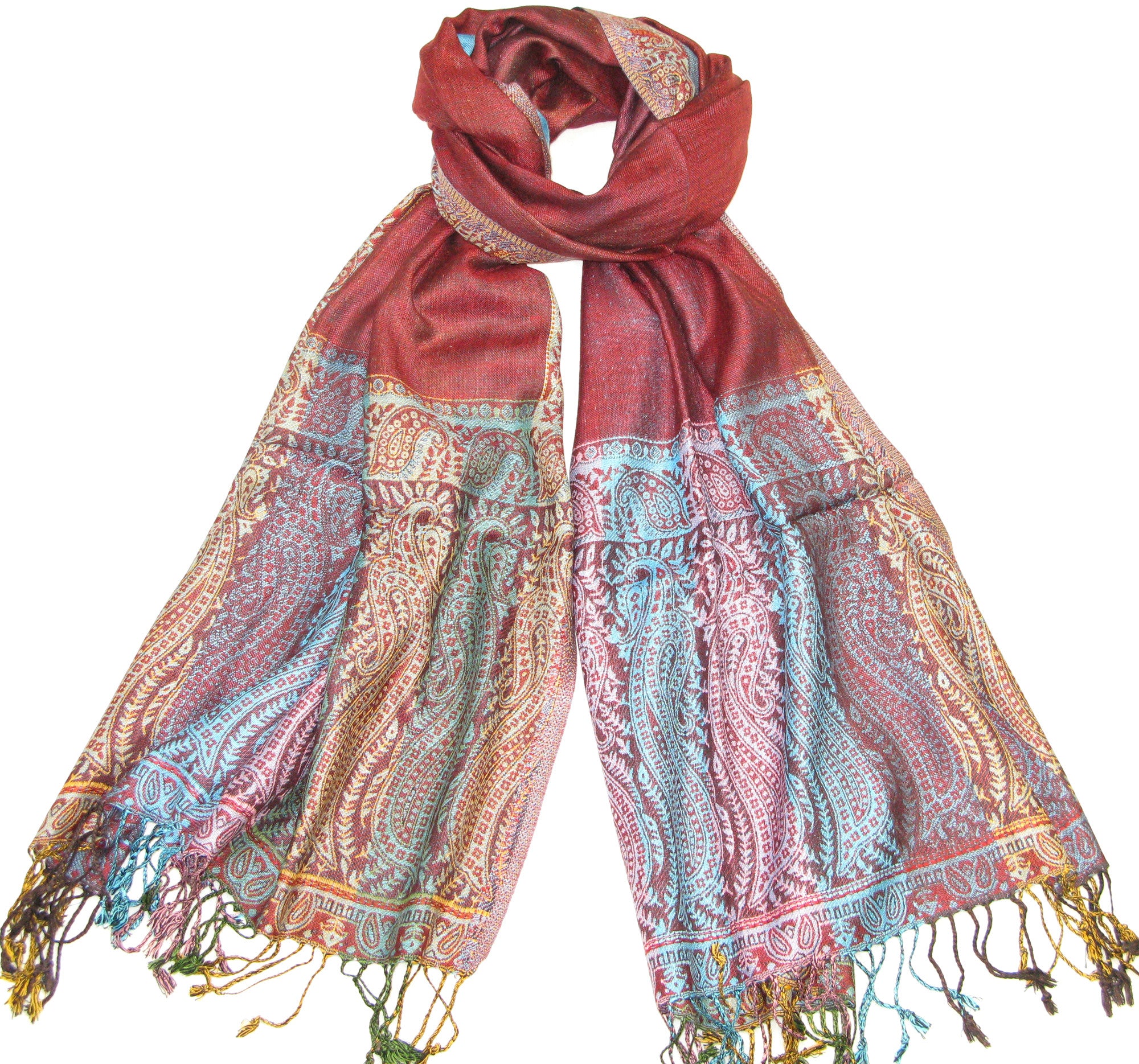 Paisley Scarf with Reversible Stripe