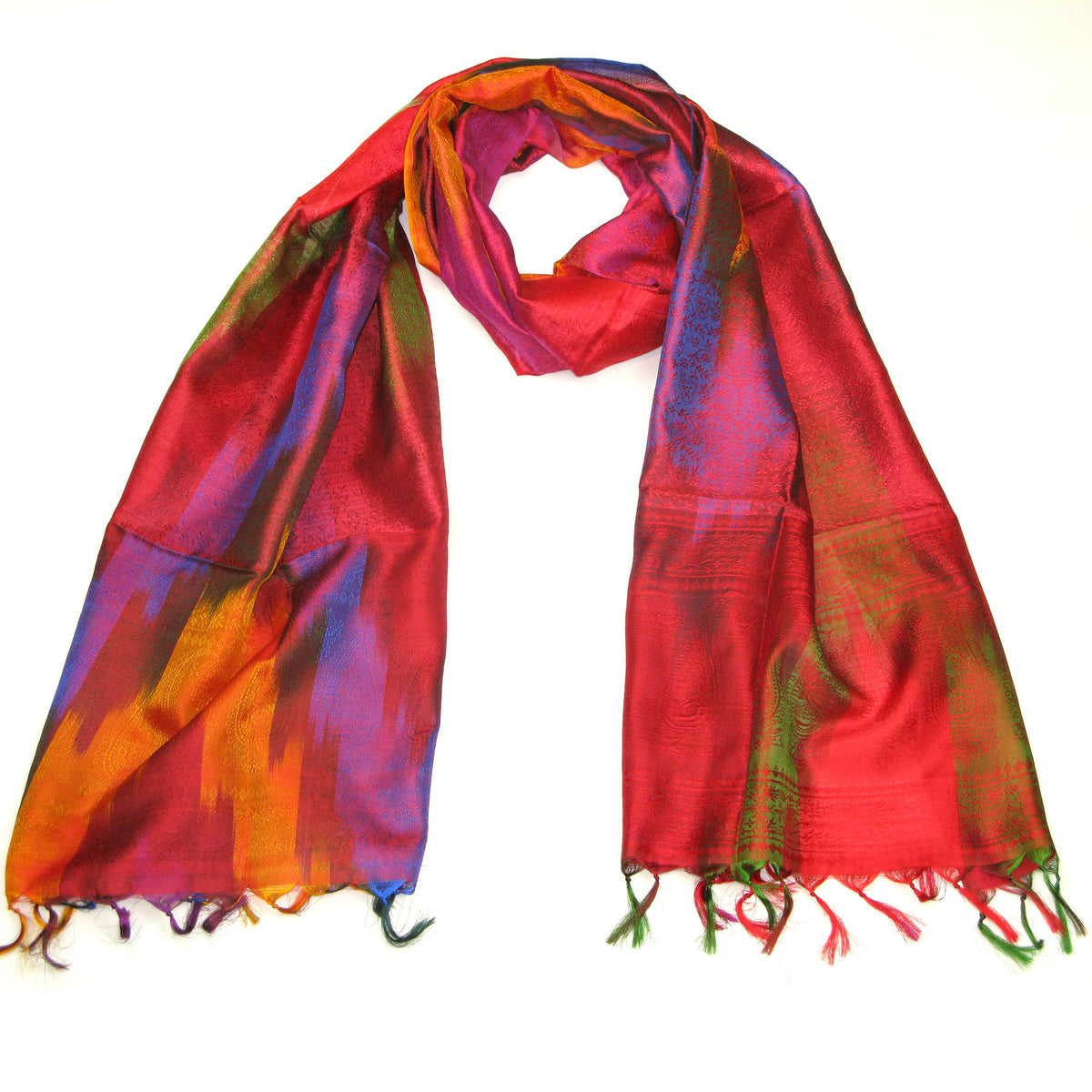Women's Colourful Silk Paisley Scarf – LOVARZI