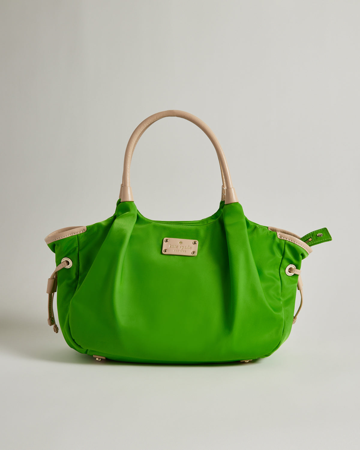 Kate Spade - Kelly Green Vinyl Bag with Tan Leather Trim – MADE by DWC