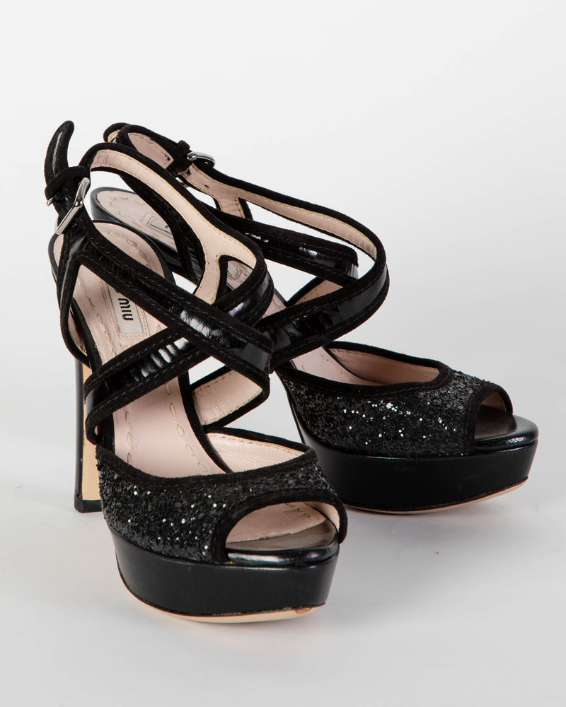 Miu Miu - Glitter platform Sandal - 36 – MADE by DWC