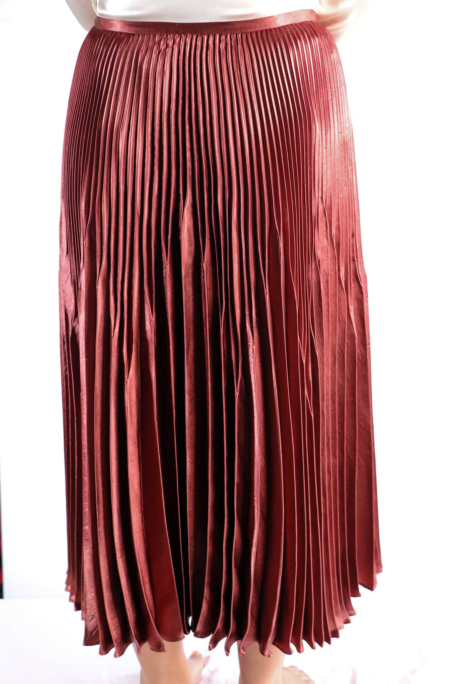 closet pleated skirt midi dress in rust