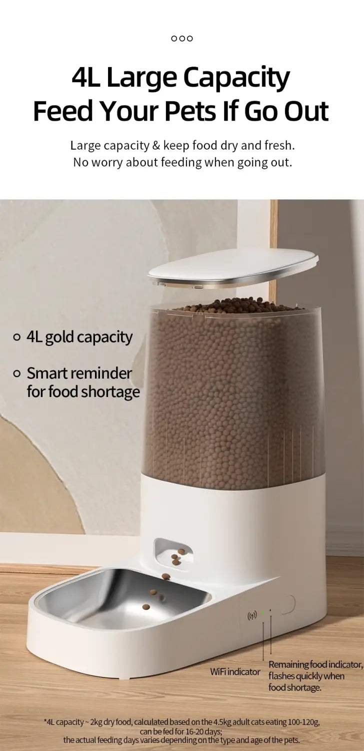 ROJECO Automatic Cat Feeder Smart WiFi Kibble Dispenser