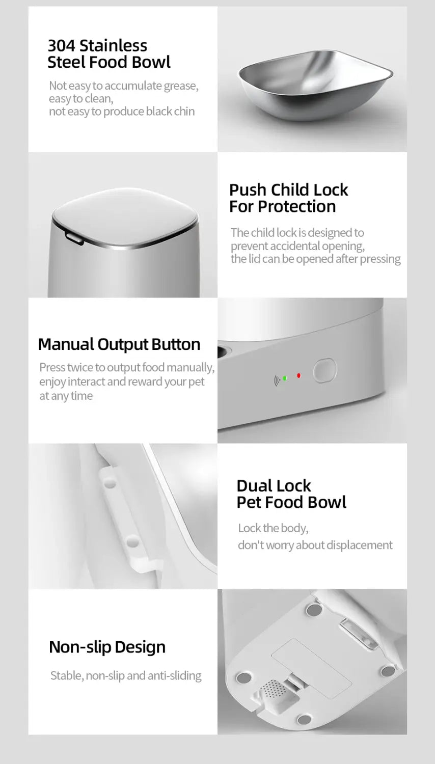 ROJECO Automatic Cat Feeder Smart WiFi Kibble Dispenser