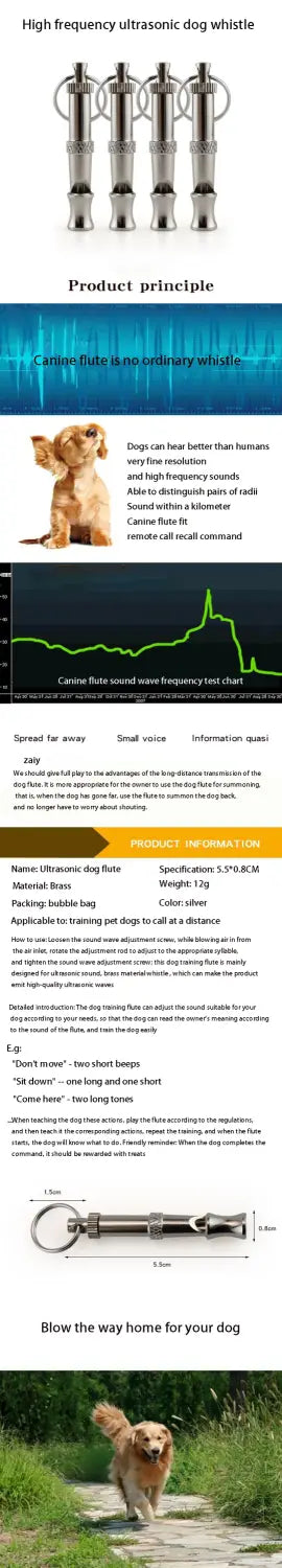 Stainless Steel Dog Whistle To Stop Barking Control Training