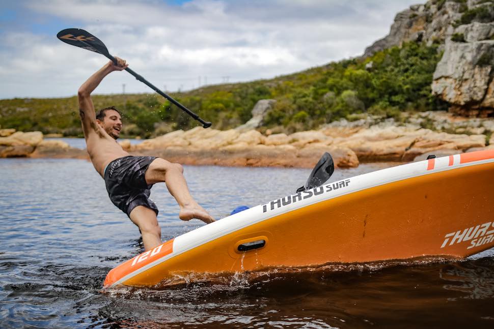 Man falls off Thurso Surf Waterwalker All-around SUP