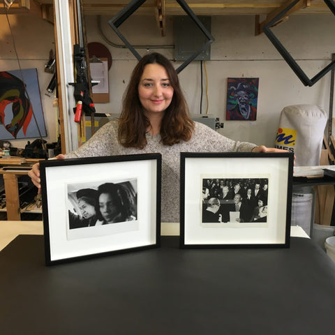 Ford Foundation photos of Civil Rights leaders Rosa Parks and Martin Luther King Jr. custom framed by Frames and Stretchers in the Lower East side.