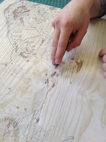 Preparing the woodcut for Mantegna