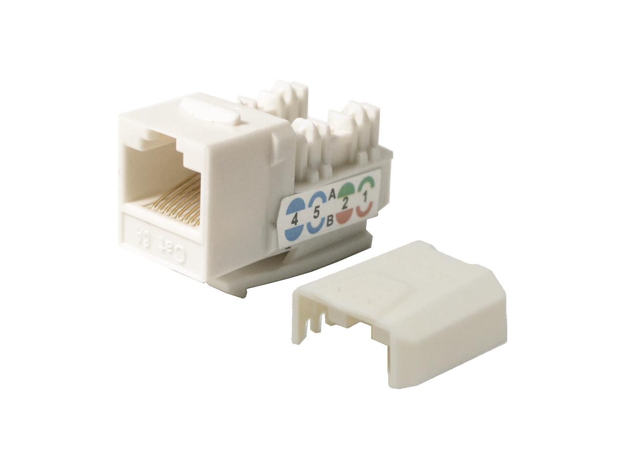 50 pack lot Keystone Jack Cat6a White Network Ethernet 110 Punchdown 8P8C