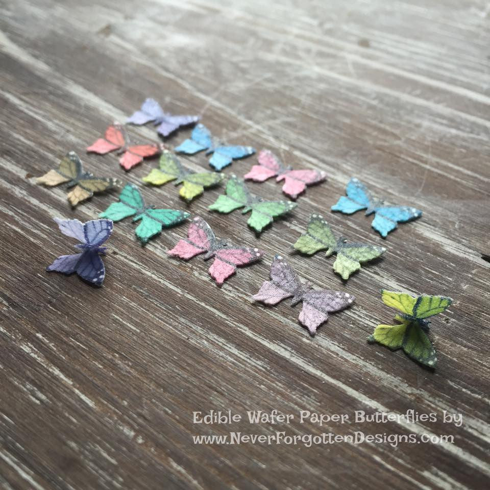 Edible Colorful Miniature Butterflies on Wafer Paper