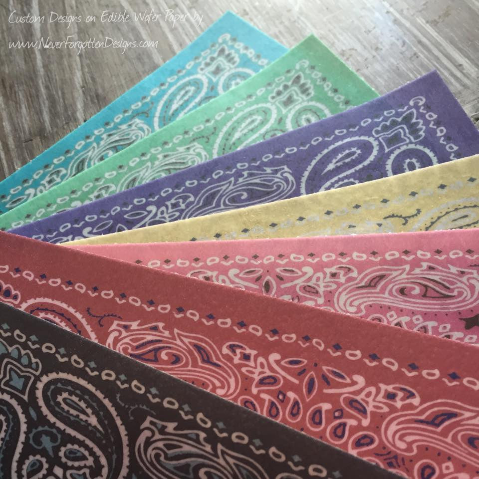 registreren Afwijzen Naschrift Edible Bandana Handkerchief on Wafer Paper | Never Forgotten Designs