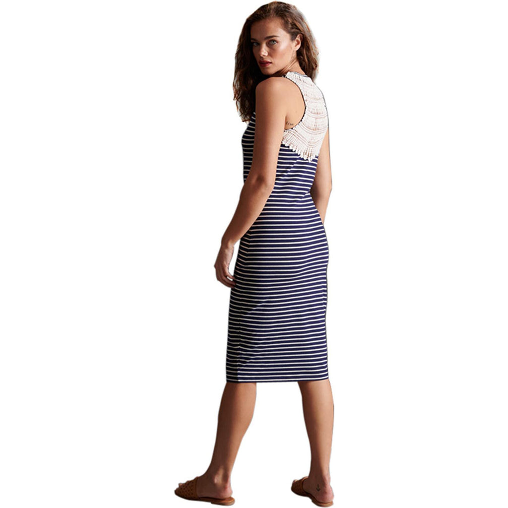 Superdry Lily Crochet Insert Dress Navy Stripe