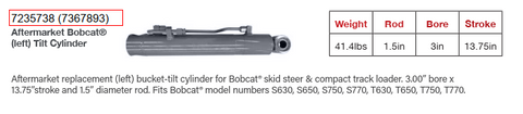 Bobcat LH Tilt Cylinder 7367893 (7235738)