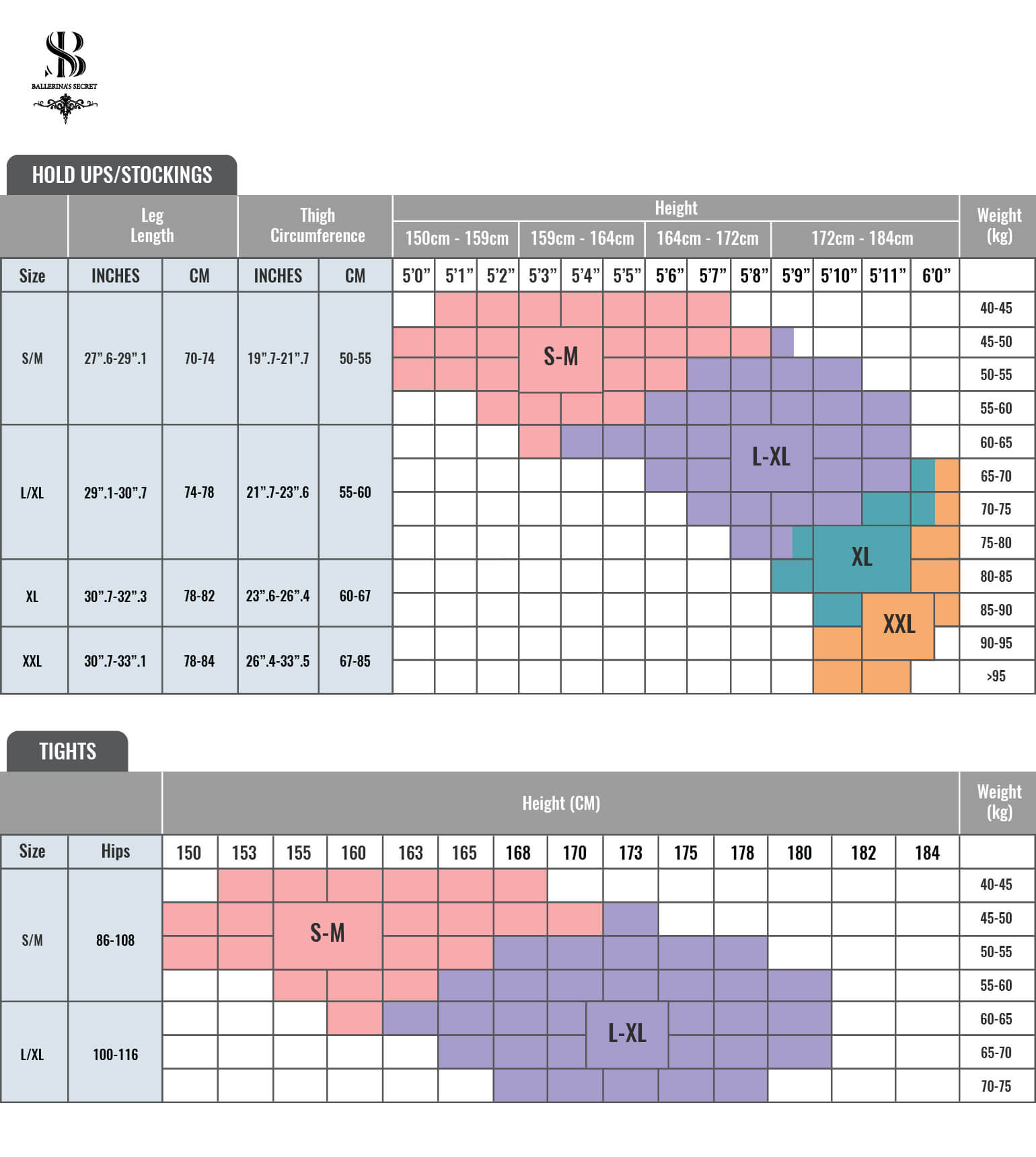 Ballerina Secret Size Chart