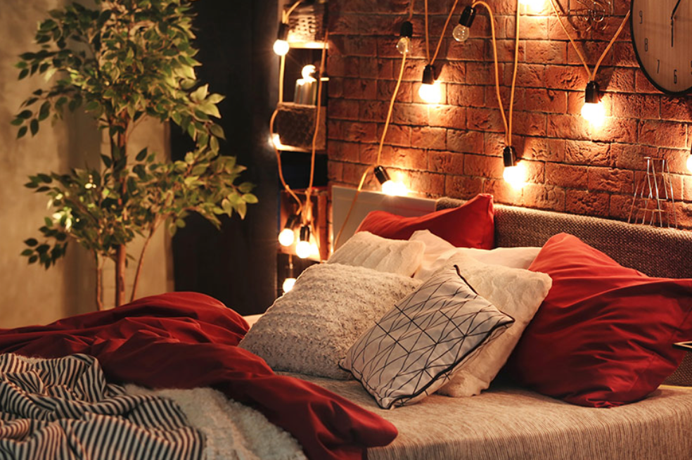 romantic lighting in a bedroom