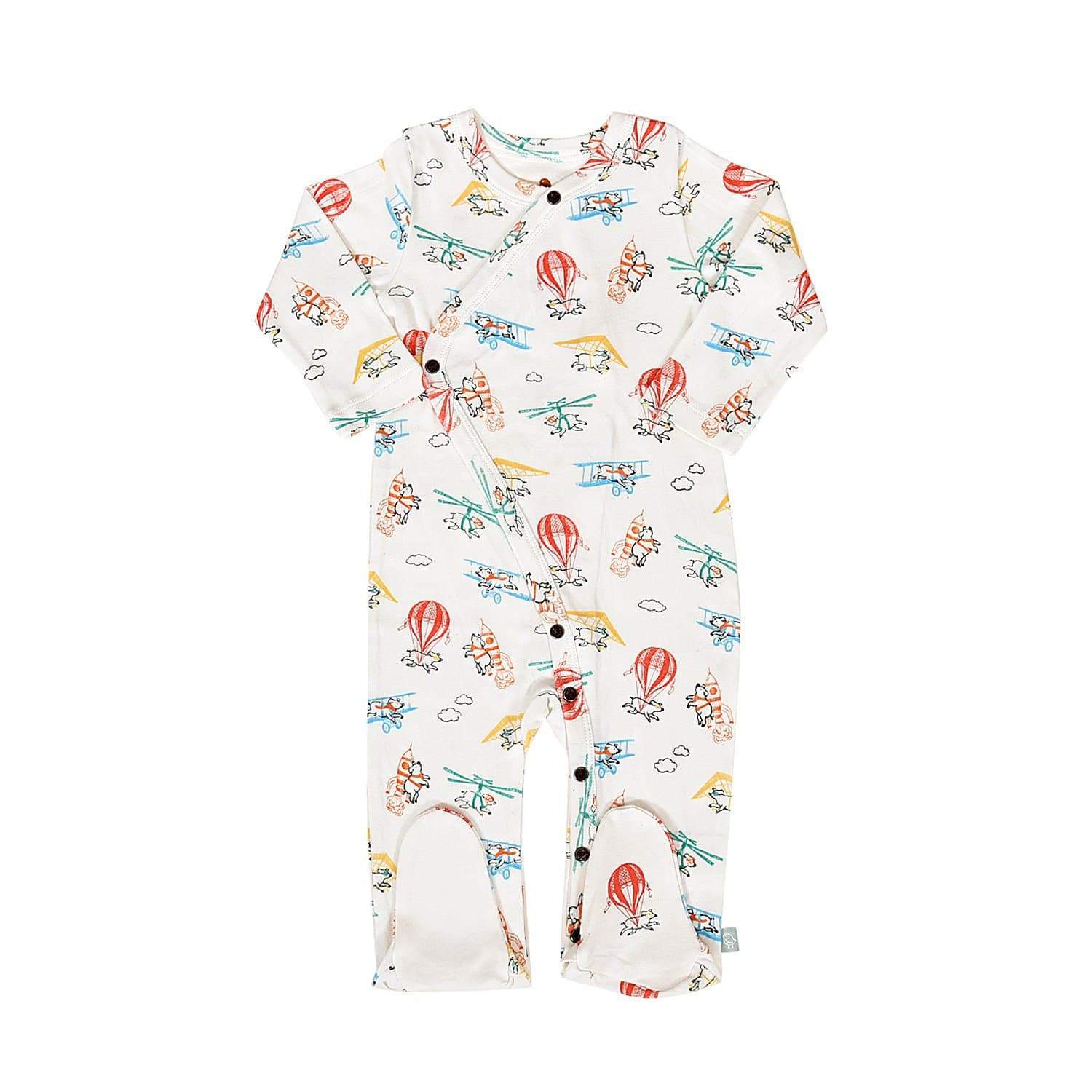 matching twin pajamas, finn + emma - footie / flying pigs- Size: 0-3m