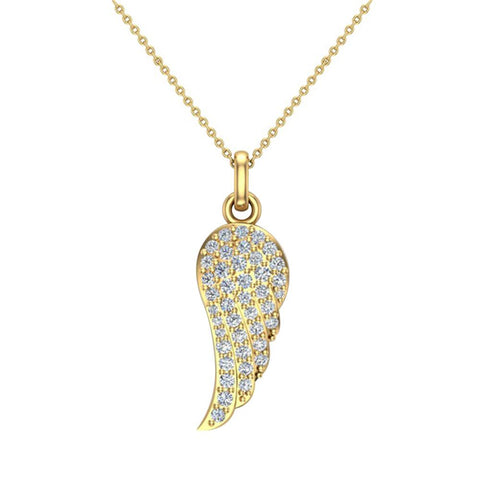 angel pendant necklace diamond wing gold tw 14k ct i1 glitz jewellery