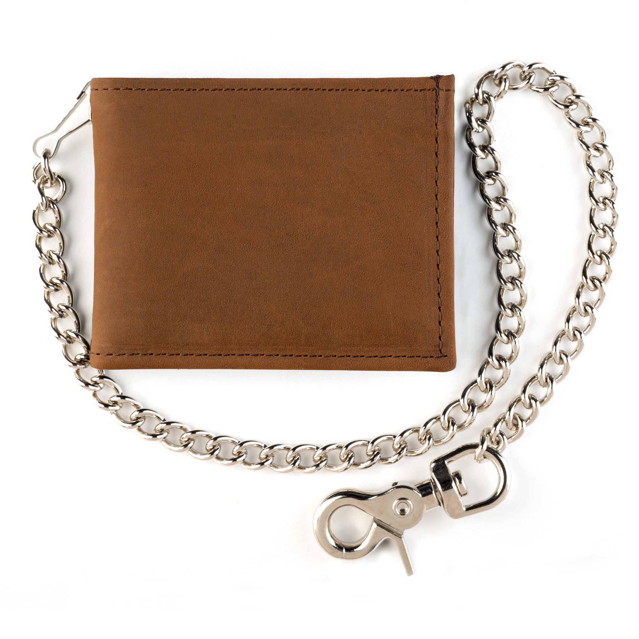 TC307 Billfold Wallet w/ Chain- Brown - Mascorro Leather