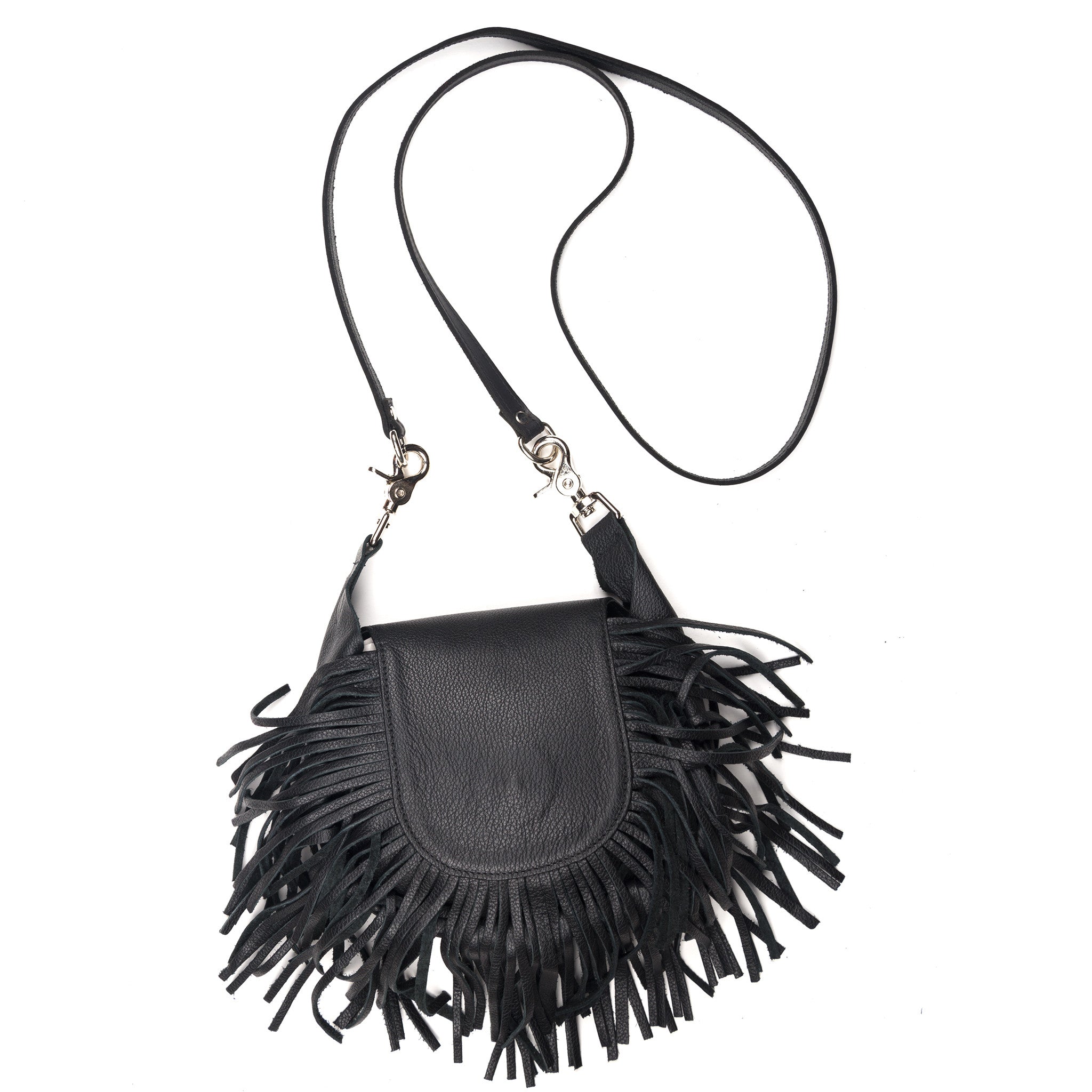CP53  Fringed Clip Pouch- Black - Mascorro Leather