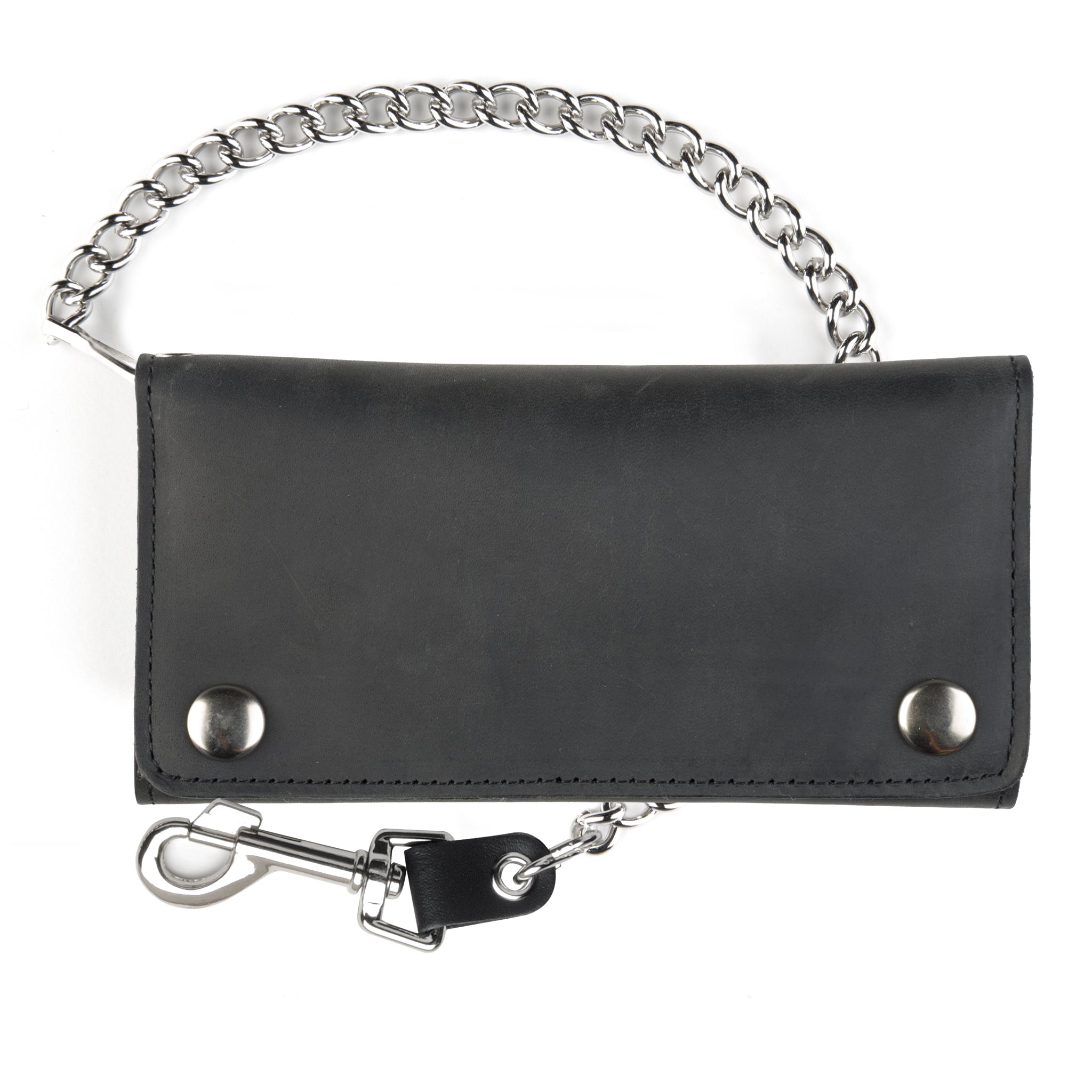 BW339  Credit Card Tri-Fold Wallet w/ Chain- Black - Mascorro Leather - Credit Card Knife Thin Folding Wallet Size