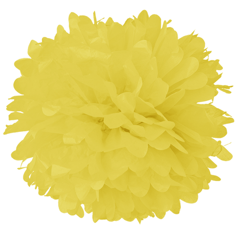yellow and white pom poms
