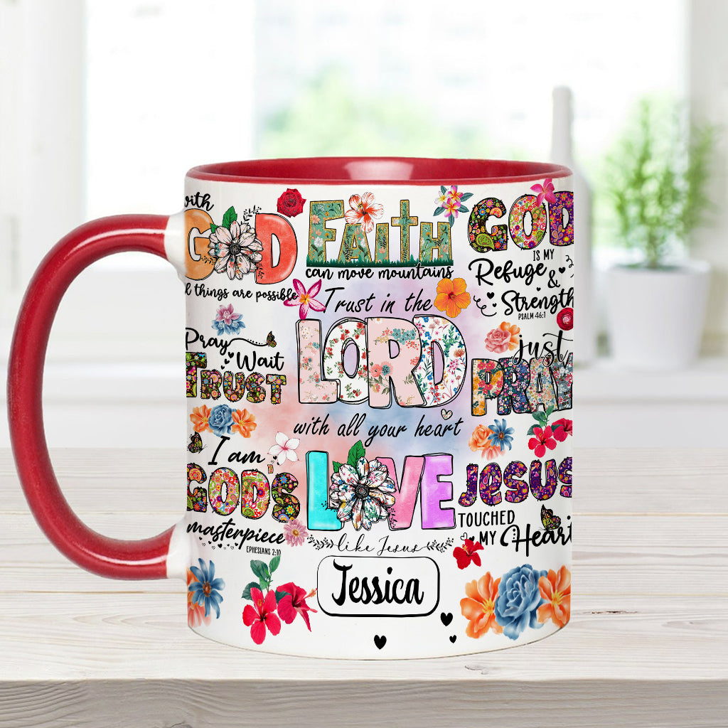 Pray Wait Trust - Personalized Christian Accent Mug
