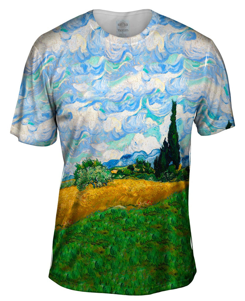 Vincent Van Gogh Wheatfield With Cypresses 18 Mens T Shirt Yizzam