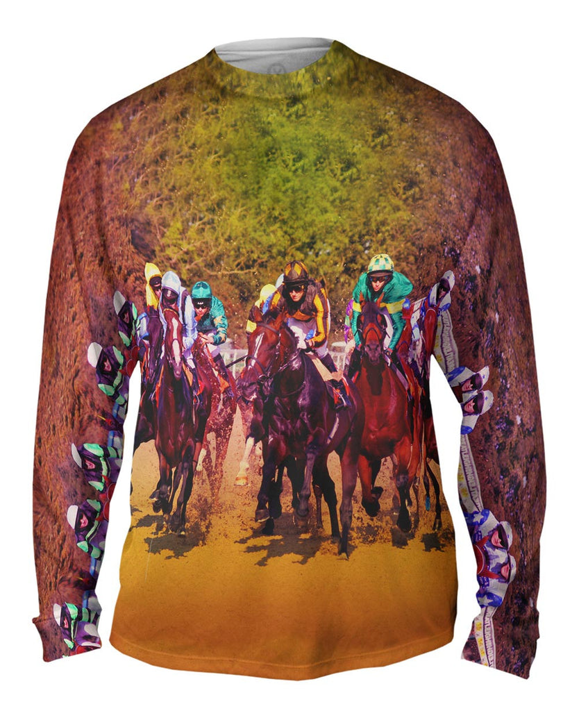 Race Horse Fight Mens Long Sleeve | Yizzam