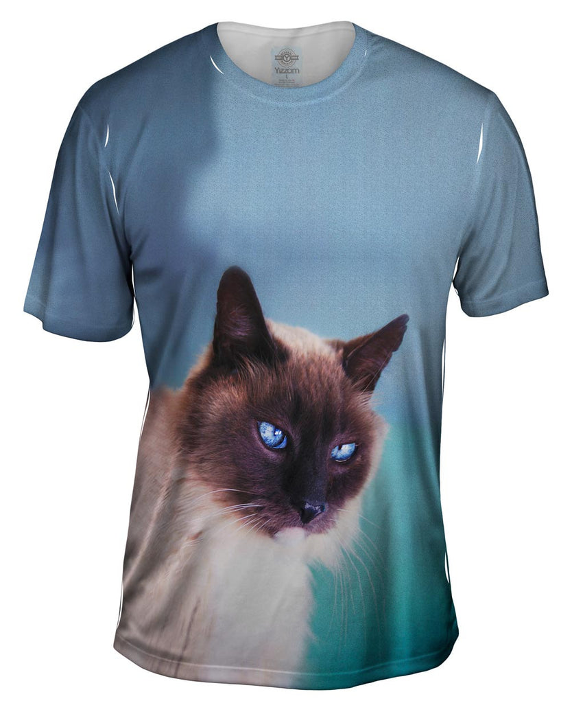 Watchful Eyes Siamese Cat Mens T-Shirt | Yizzam