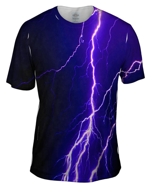 Violet Lightning Storm Mens T-Shirt | Yizzam