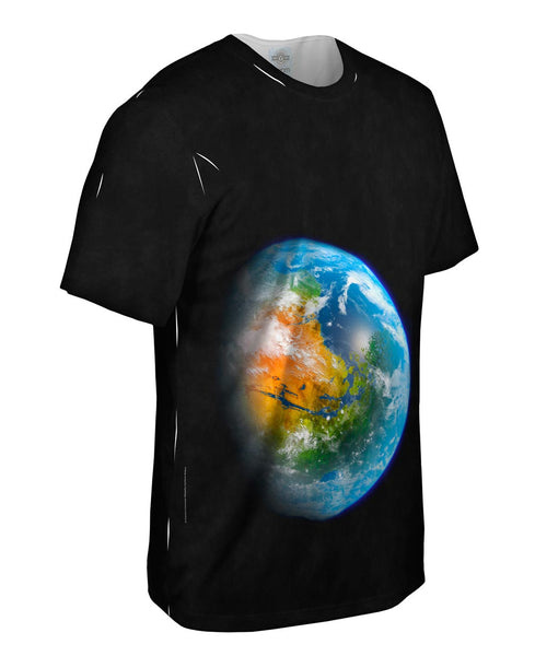 Terraformed Mars Globe Realistic Space Mens T-Shirt | Yizzam