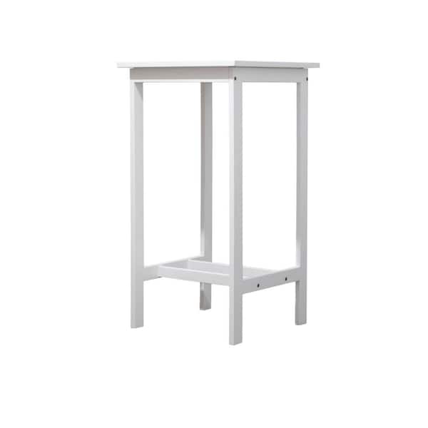 24 in. W x 24 in. D x 43 in. H White Acacia Hardwood Outdoor Bar Table Patio High Top Table