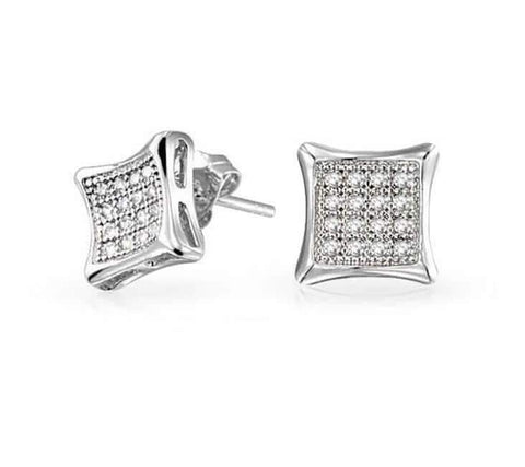 1/10CT Diamond Micro-pave Set Earrings 14K White Gold or Yellow Gold ...