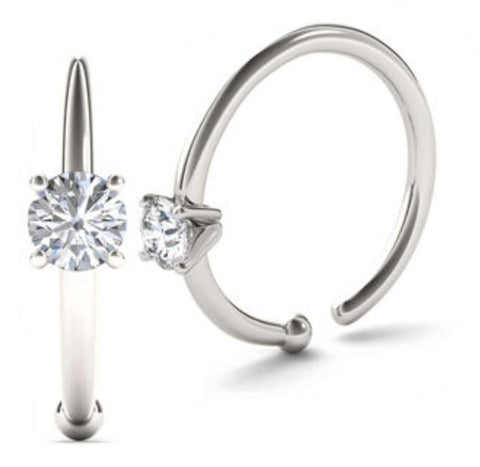 JewelMore 0.02ct Diamond Nose Ring Hoop 