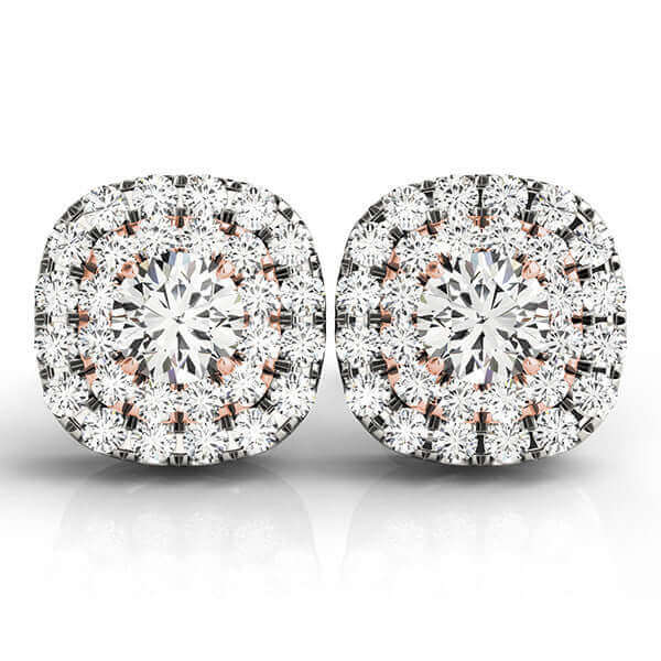 Aura 14K White Gold 1/2ct.tw Diamond Double Halo Earrings