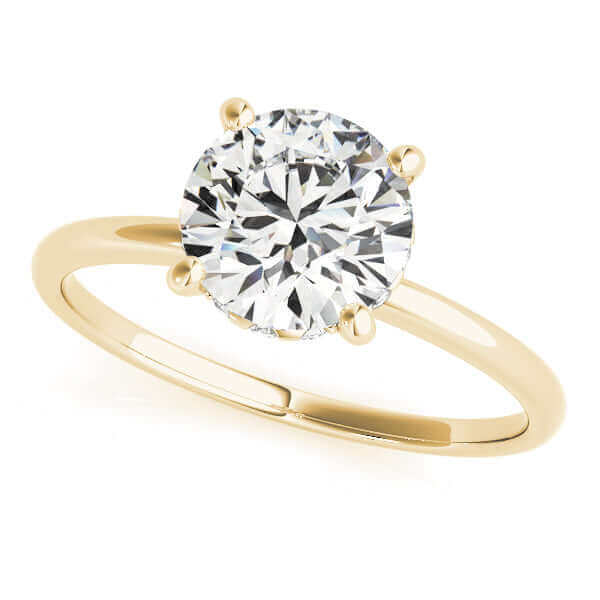 JewelMore 0.5 Carat & 1 Carat Certified 14K White Gold Hidden Halo Solitaire Round Cut Engagemen