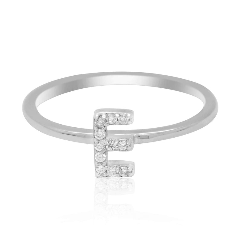 JewelMore Sterling Silver Diamond Accent stackable Initial Ring (petit