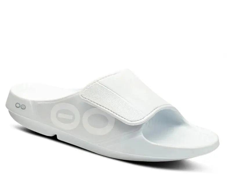 Side profile of white Flex slide sandal – Columbia, SC (29201)