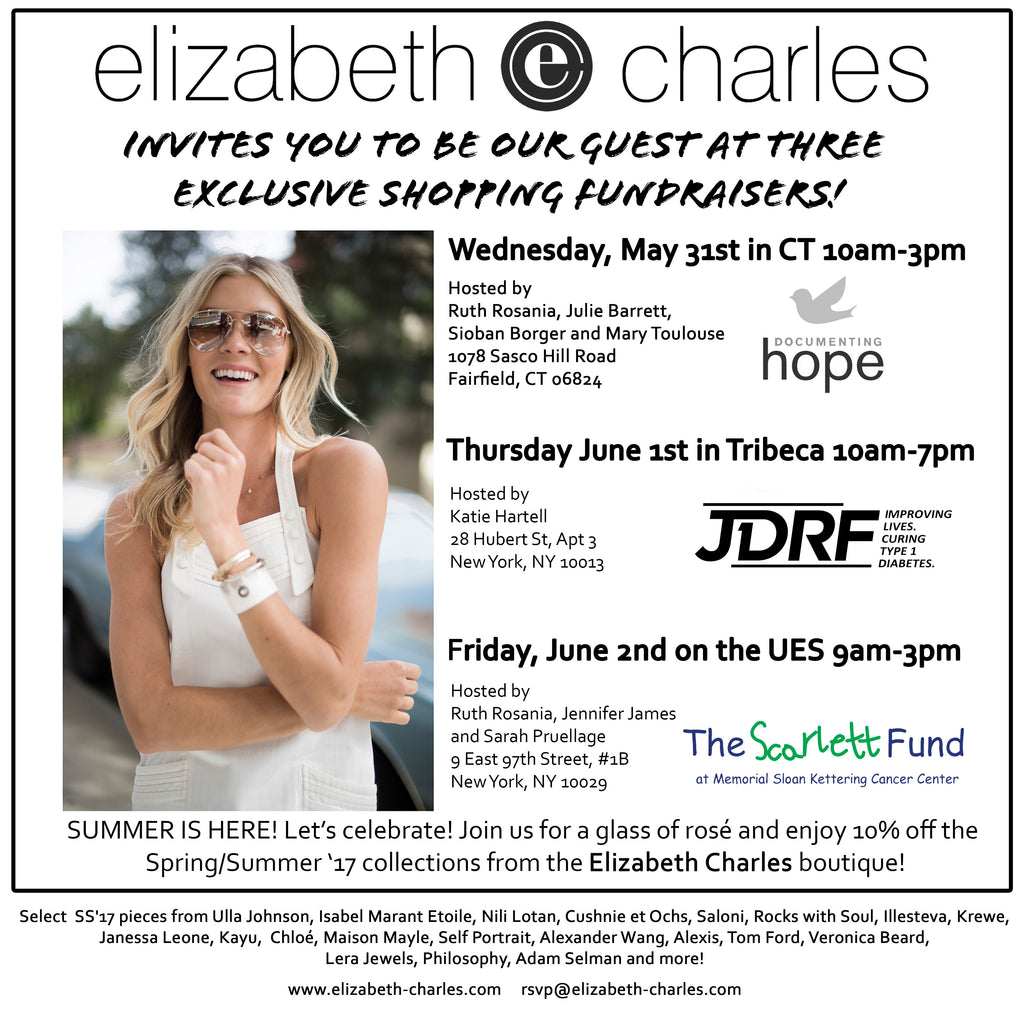 Shopping fundraisers with elizabeth charles for JDRF The Scarlett Fund and Documenting Hope