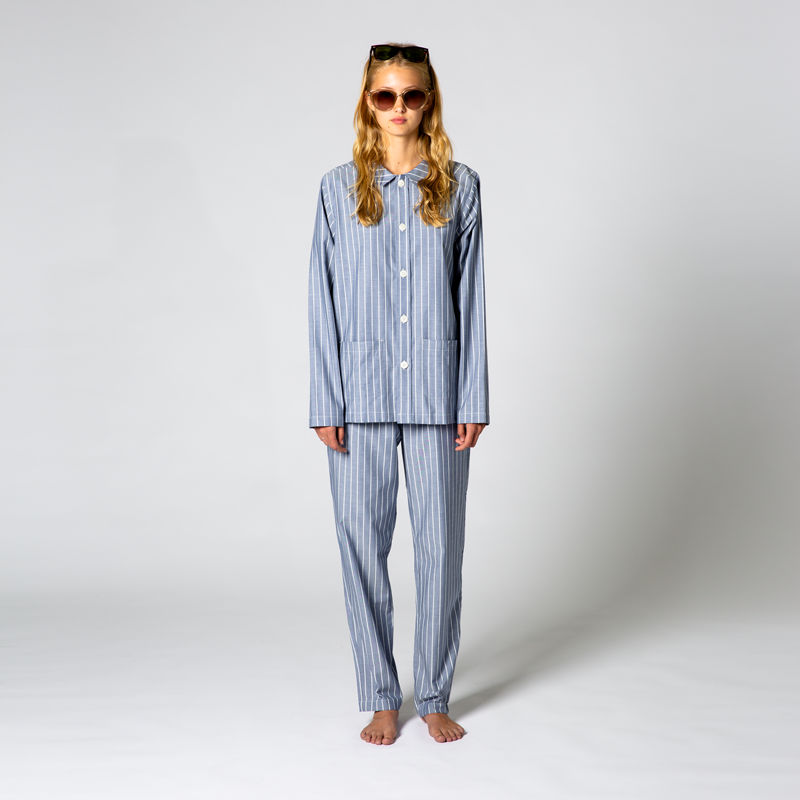 Nufferton Unisex Pyjamas - Mini Stripe Navy & White