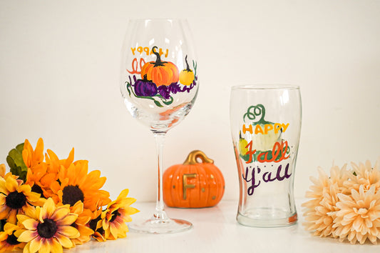 Autumn Holiday Wine Glass Painting Kit / Holiday / Fall / Thanksgiving /  Paint Party 