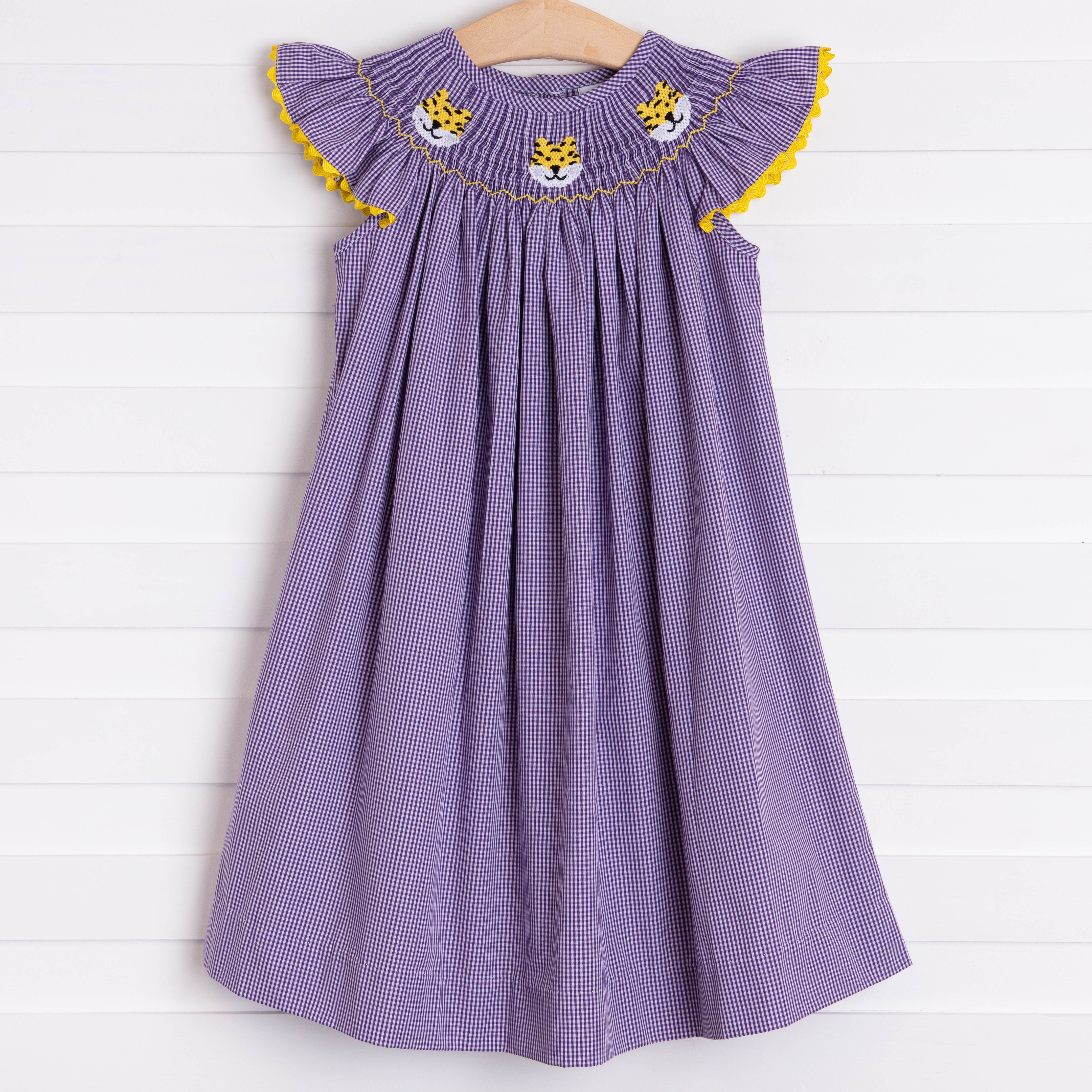 purple smocked dress