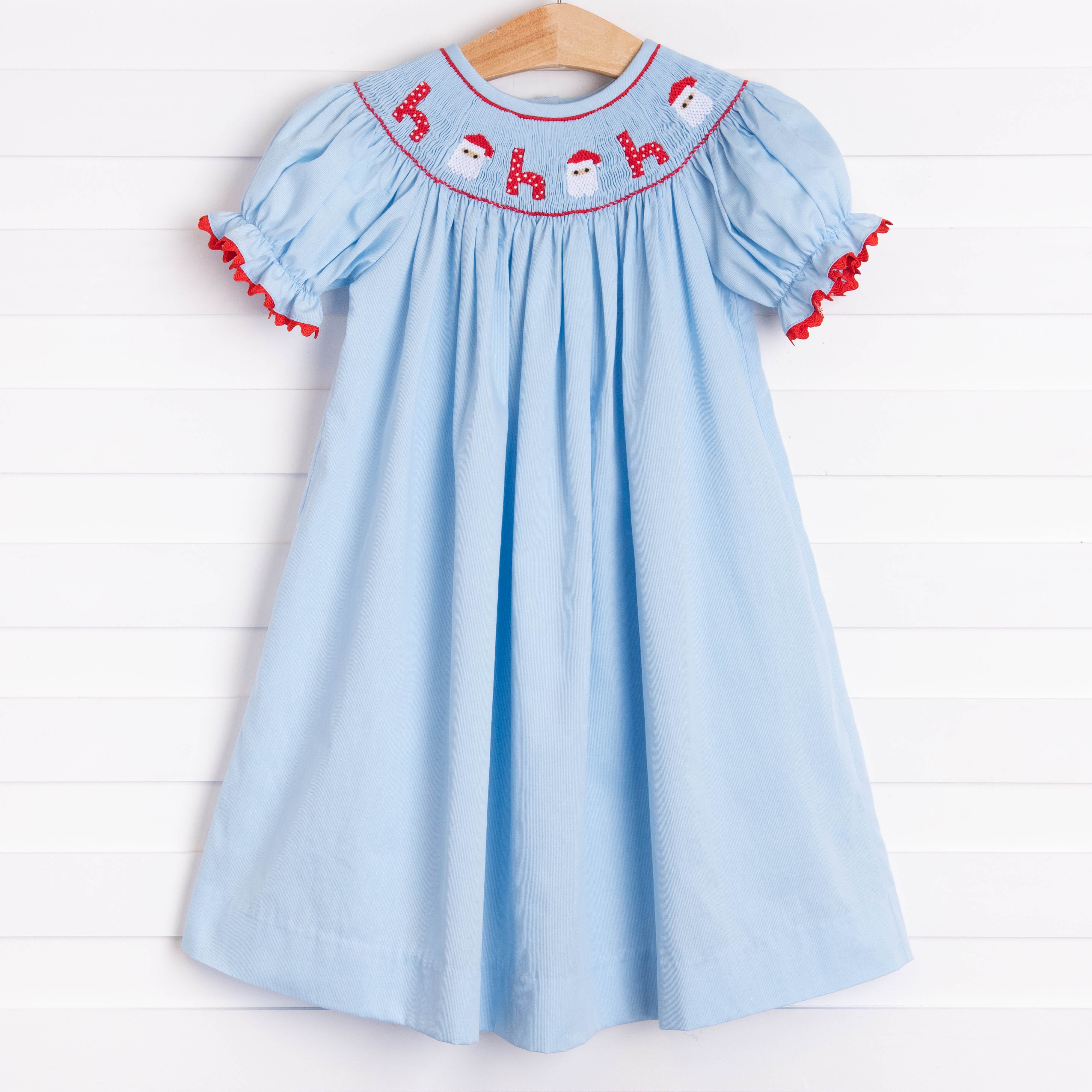 light blue smocked dress