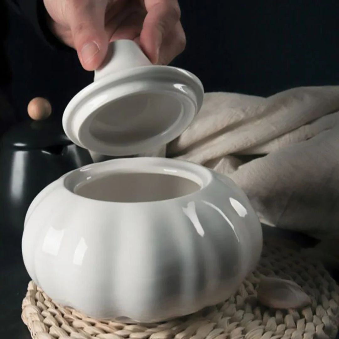 Garlic keeper ceramic jar