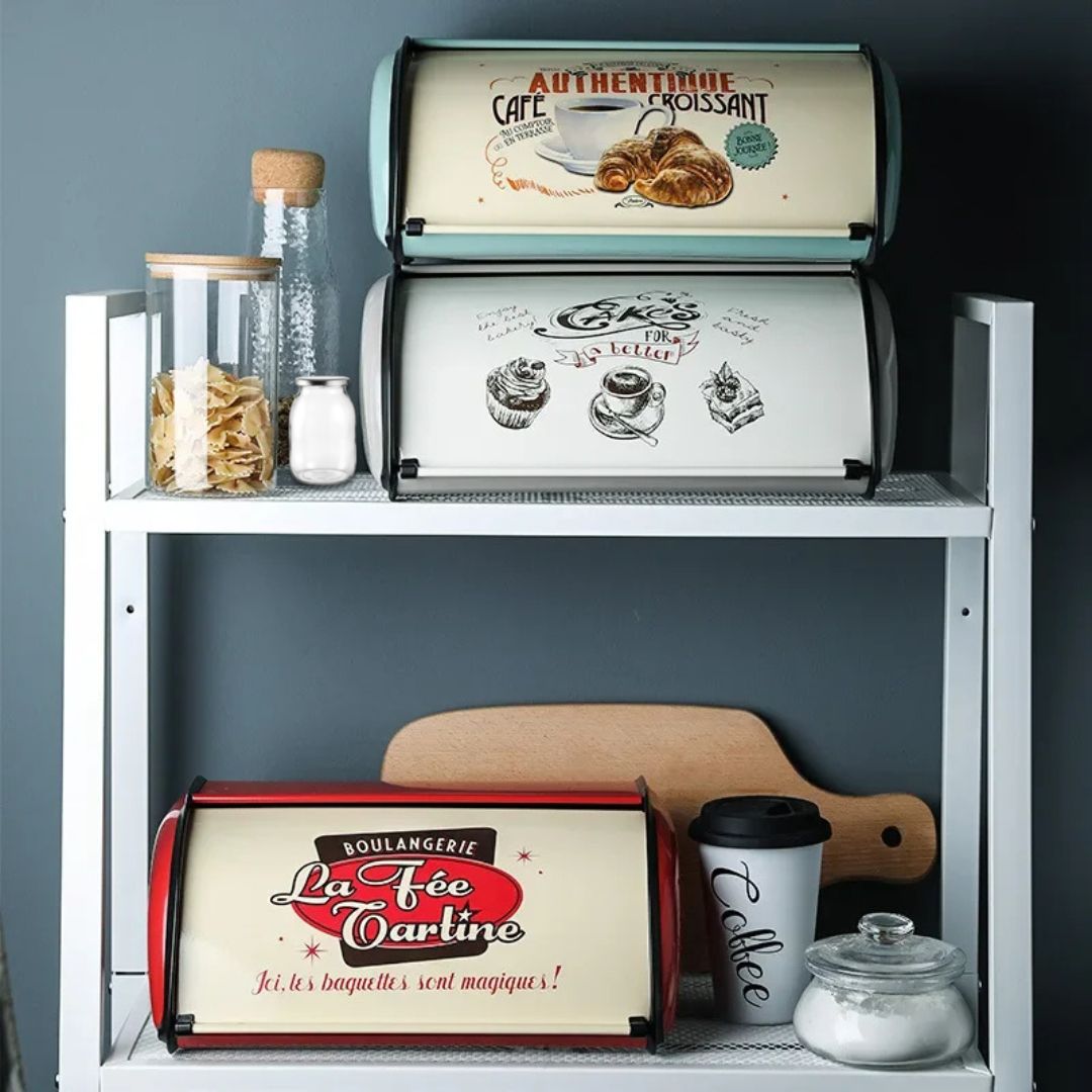 Vintage metal bread box