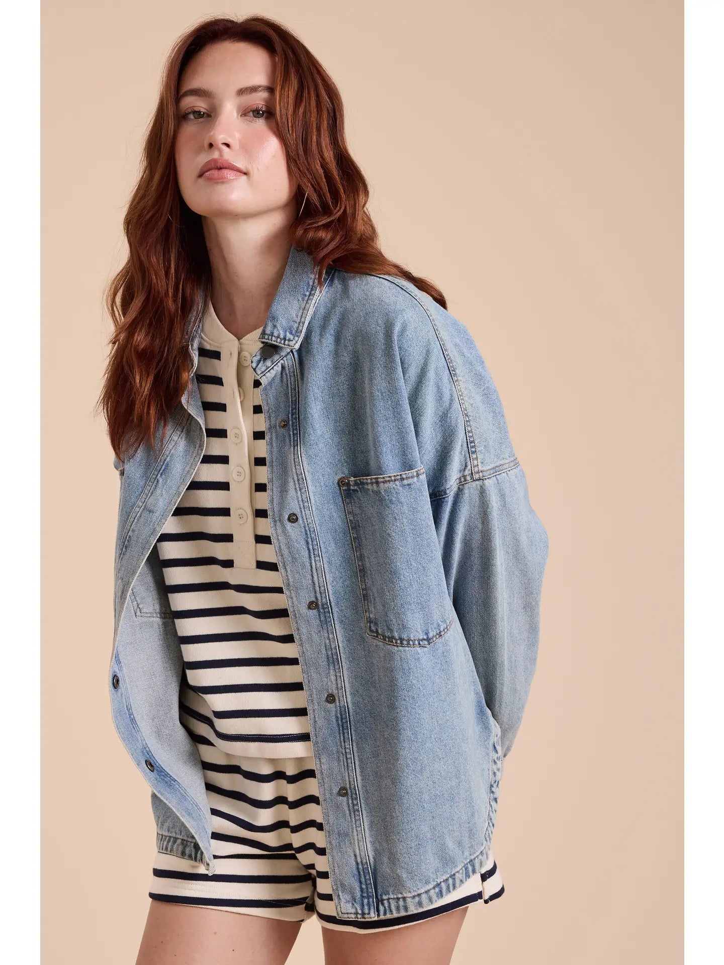 Winnie Washed Snap Button Denim Shacket