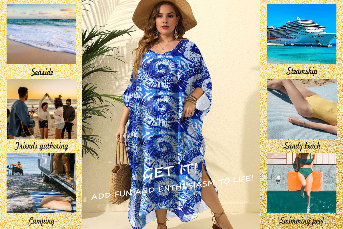Women Plus Size Swirl Print Loose Cover-Up | PRUSES