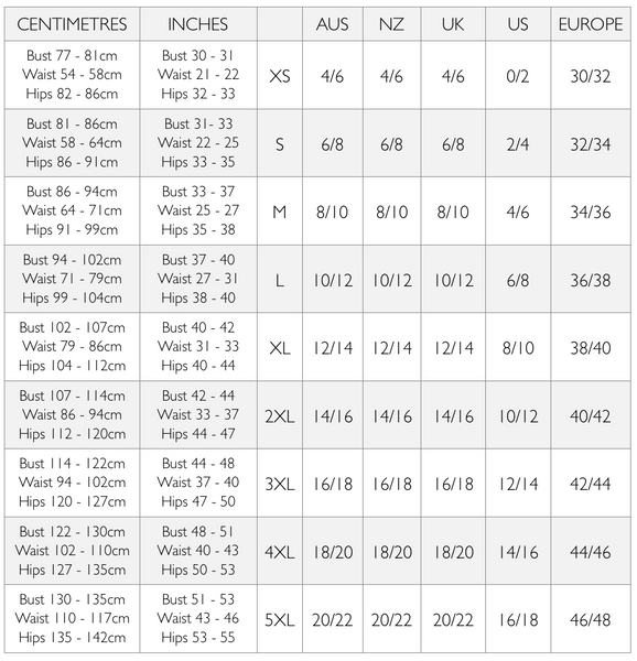 Us To Aus Clothing Size Chart