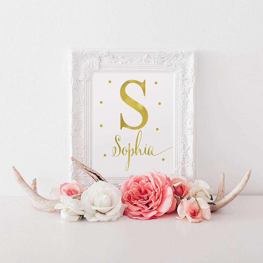 Buy Girls Name Print Gold Foil Print Nursery Decor Nursery Wall Art Print At Word Signs Decor For Only 14 95